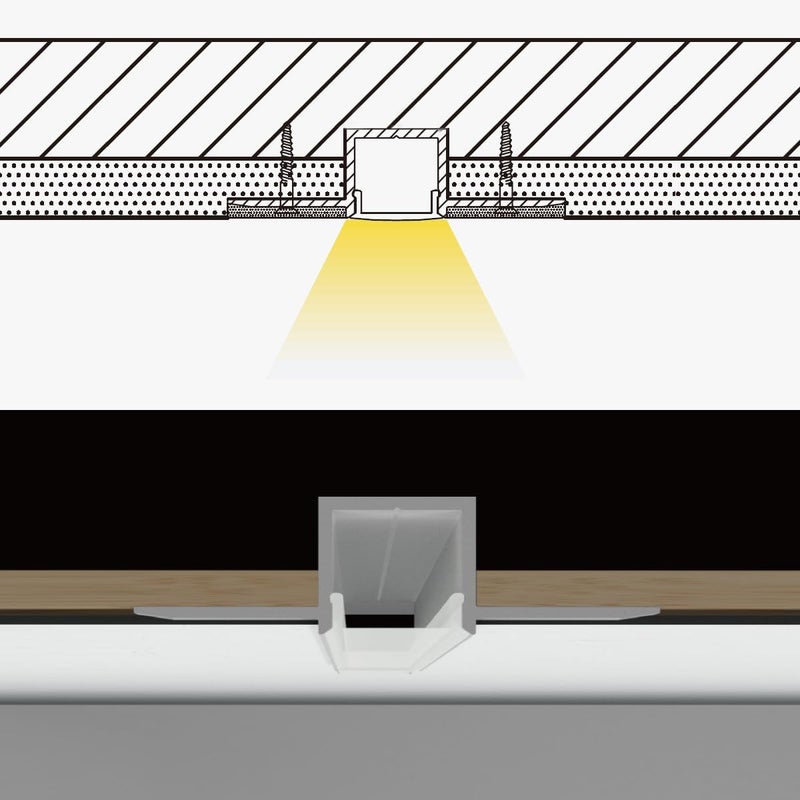 SuperlightingLED Spotless Plaster in Recessed Flexible Drywall LED Channel Fully Bendable LED Aluminum Profile Track for Custom LED Strip Lighting Solutions, 3.28ft x 3 Pcs (P5615 Inside width 12.5mm/0.5""), Silver - Image 4